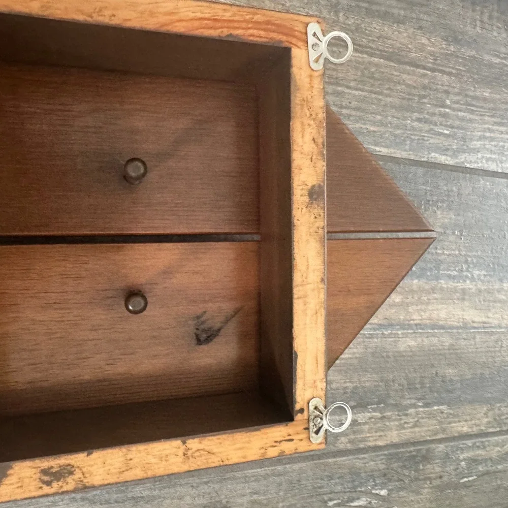 Gothic Coffin Wood Curio Cabinet Wall Hanging Jewelry Box Shadow Box Brown Large